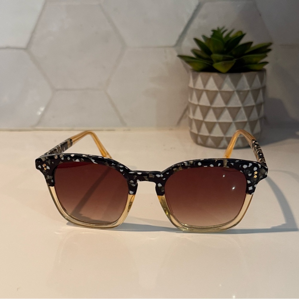 KREWE Black and Gold Patterned Sunglasses